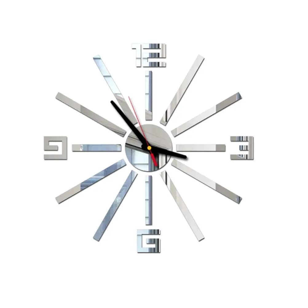 Orologio da Parete Moderno in Acrilico Argento, Design Creativo Silenzioso, Decorazione per Casa, Soggiorno, Camera da Letto, Ufficio, Orologio da Parete a Striscia Lunga