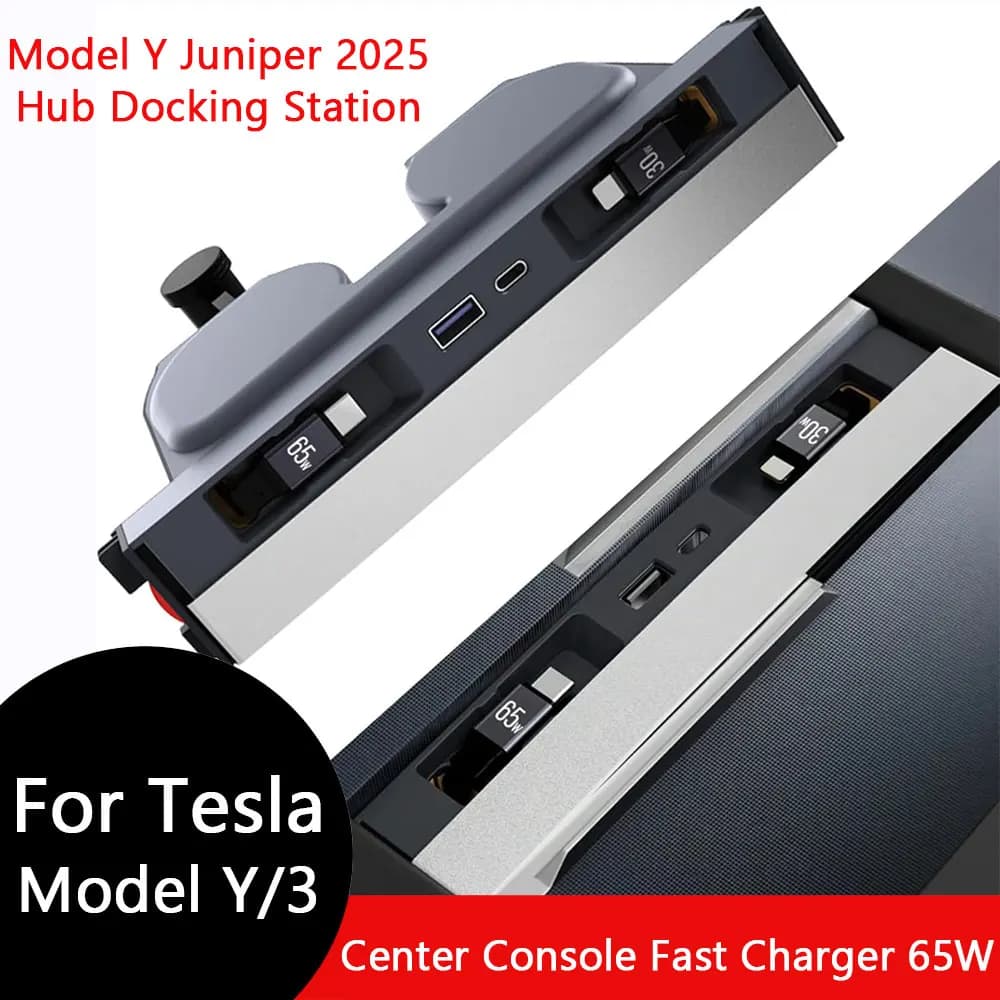 USB Hub Charger for Tesla Model Y Juniper 2025-2026 and Model 3 Highland 2024-2026, Accessories for Refill Station Central Console