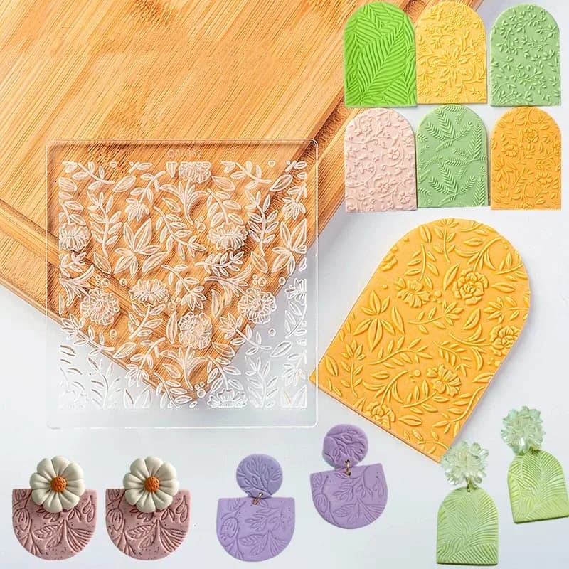 SNASAN Resin Clay Stamp Leaves Flowers Earrings Tool Cookie Cake Mold Biscuit Sugarcraft Cake Decorating Tools Cookie Stamp