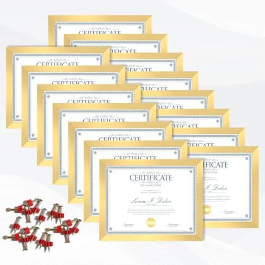8.5x11 Picture Frame set of 15, Multi Certificate 8.5 by 11 Picture Frames Bulk, Document Diploma Award Frame for Wall Hanging