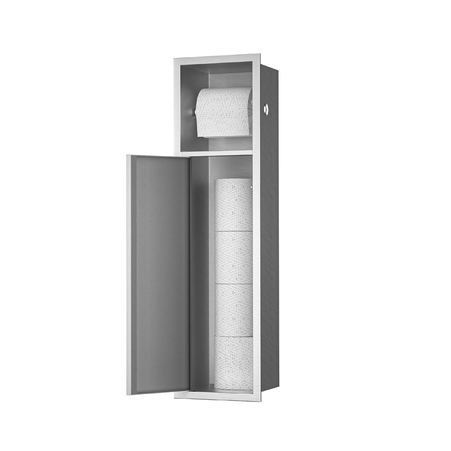 Portarotolo e Portaspazzolino da Bagno Incassato in Acciaio Inox 304, Moderno e Multifunzionale, Antiruggine