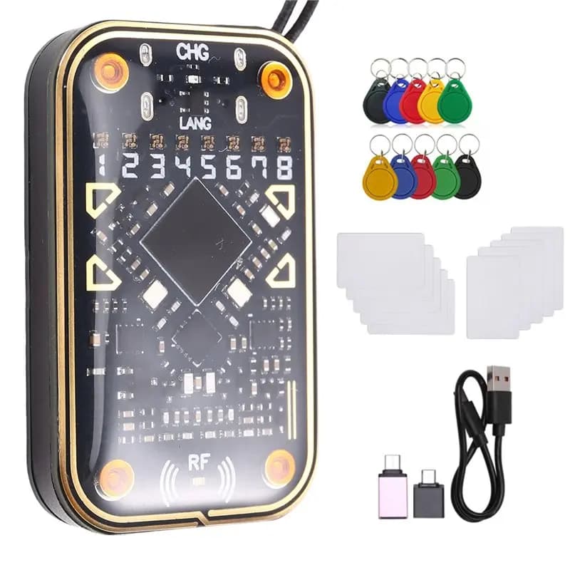 B48A Chameleon V2.0 RFID Smart Chip Reader Emulatore + 20PCS UID/CUID Portachiavi Carta 125Khz 13.56Mhz Decodifica Carta NFC Duplicatore
