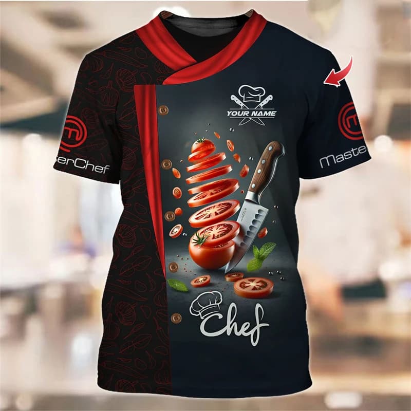 Chef Work T-shirt For Men Funny Personality Pattern O-neck T Shirts 3D Print Fashion Trendy Cook Uniform Tee Top Novelties 2025