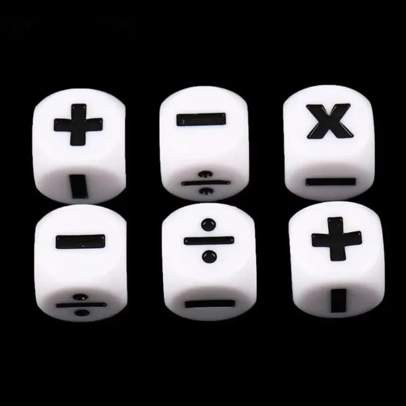 1/4 Pezzi Dadi da 16mm con Simboli di Addizione, Sottrazione, Moltiplicazione e Divisione in Resina, Accessori Educativi per Bambini