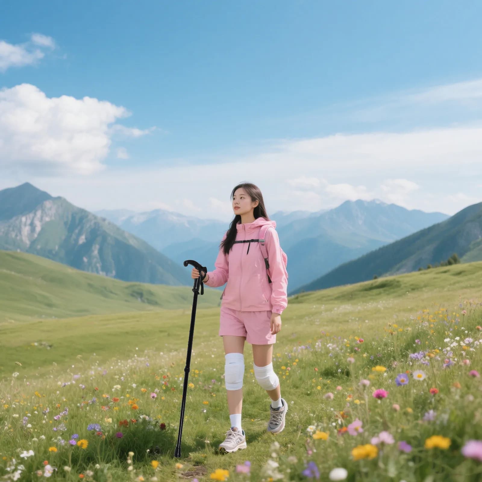 Bastone da Trekking in Lega di Alluminio Regolabile e Pieghevole con Impugnatura Antiscivolo in Gomma per Arrampicata e Escursionismo