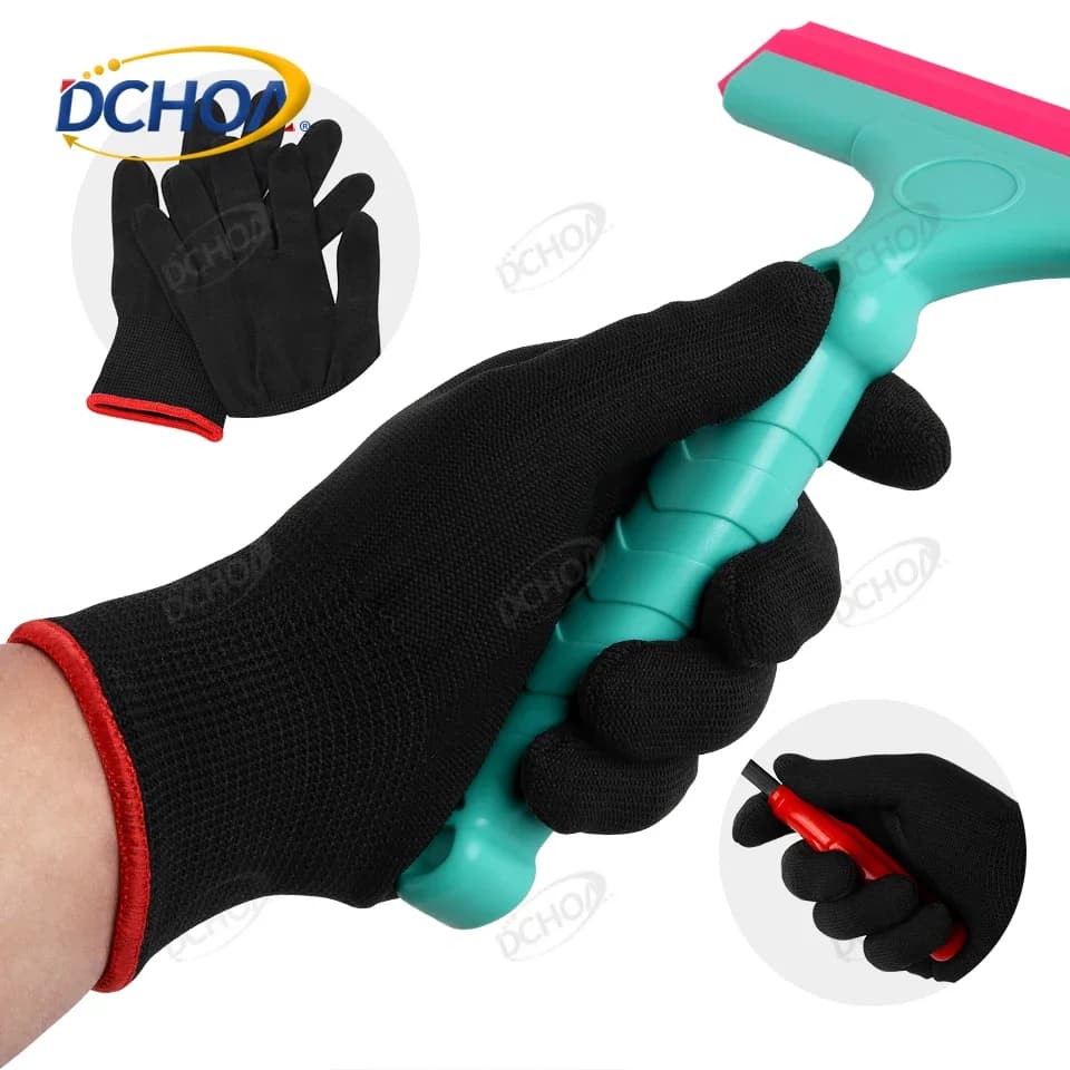 3/5 Paia di Guanti Antistatici DCHOA in Vinile per Applicazione Pellicole Oscuranti, Protezione per Lavori di Wrapping Auto