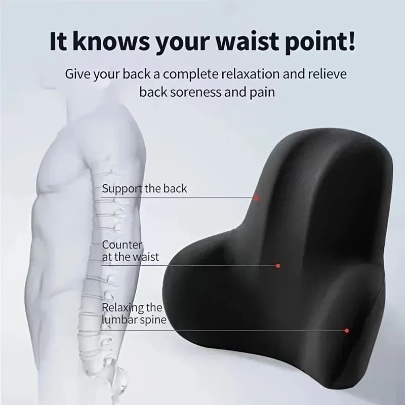 1pc Memory Foam Lumbar Back Cushion for Car Office Gaming Chairs and Postpartum Waist Support Multi Functional Pain Relief Pillo