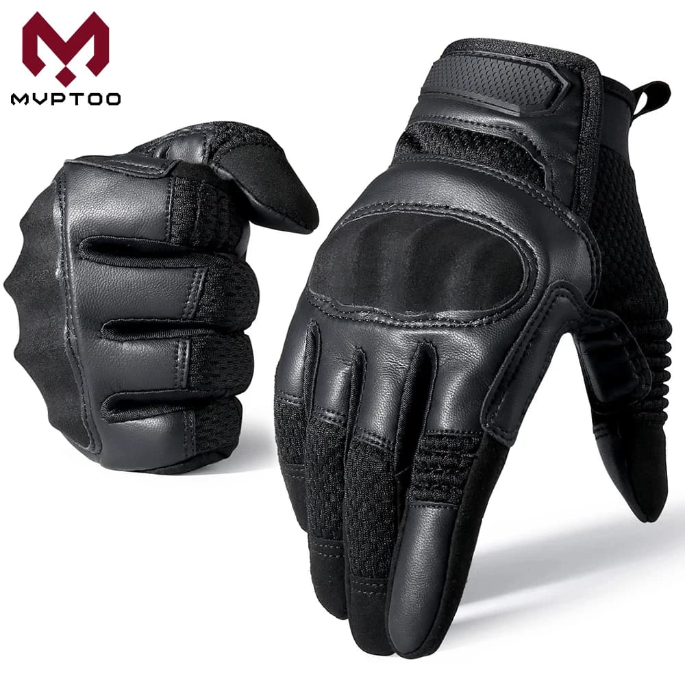 Tactical Full Finger Gloves PU Leather Sports Combat Outdoor Hunting Shooting Cycling Touch Screen Anti-Skid Protective Gear Men