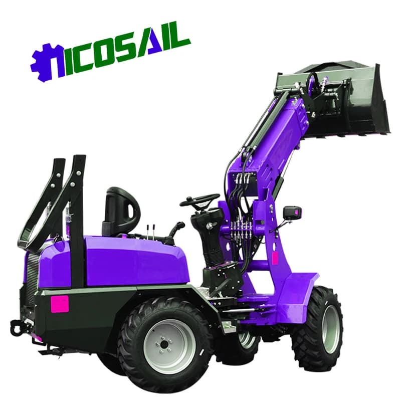 Pala gommata diesel a resistenza industriale con pala compatta a braccio telescopico per lavori pesanti