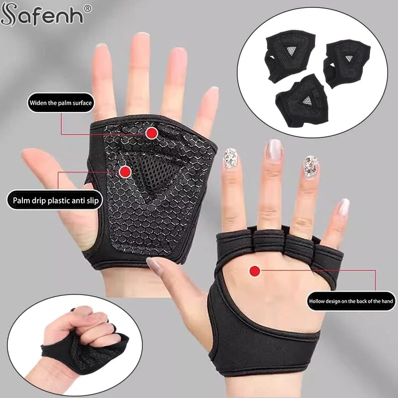 Hand Wrist Protective Gloves in spandex Gym Gloves for Fitness Heavy Gloves Half Non-slip Sports support for weight lifting with wrist finger