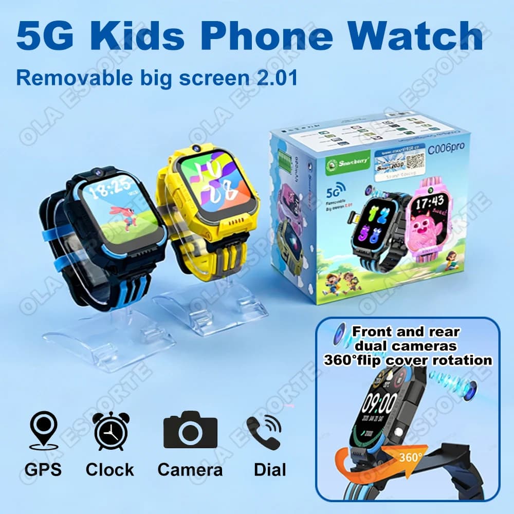 Smartwatch 5G per Bambini con Videochiamata, SOS, GPS, Calcolatrice, Sveglia, Batteria Grande da 680mAh, Slot SIM, Orologio Telefono per Bambini Nuovo