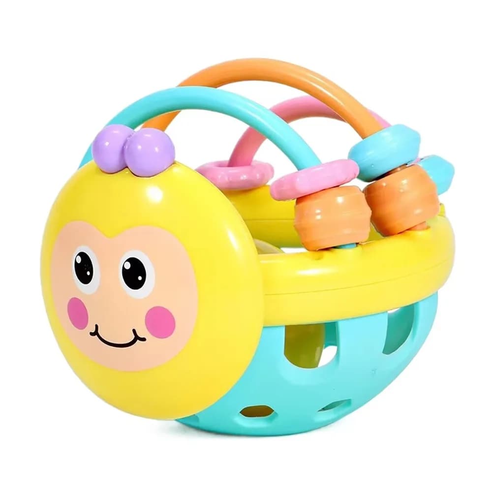 1Pcs Bee Shape Soft Teething Toys Develop Infant Plastic Teether Rattle Newborn Early Educational Touch Hand Grasping Ball