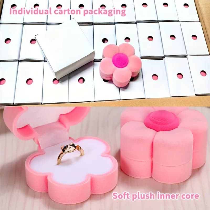1pc Girly Cute Velvet Flower Sunflower Jewelry Box Pendant, Storage Box for Jewelry, Stud Earrings, Hoop Earrings, and Necklaces, Birthday Gift Box for Best Friends and Classmates, Jewelry Boxes