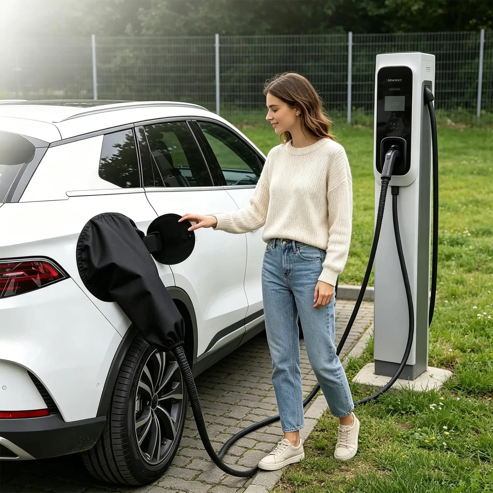 Copertura Antipioggia per Porta di Ricarica Auto, Copertura Magnetica Impermeabile e Antipolvere per Porta di Ricarica EV, per Viaggi su Strada, Gite, Campeggio e Attività all'Aperto