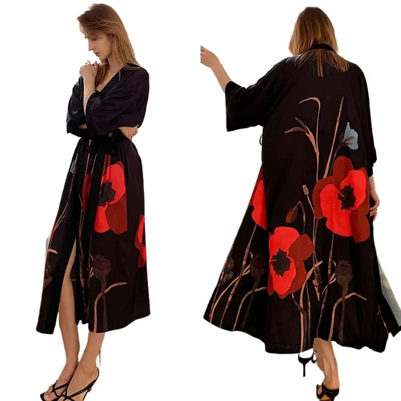Accappatoi Morbidi e Lisci, Vestaglie Fresche in Raso Chiffon, Pigiami Estivi da Donna Taglie Forti, Camicie da Notte di Lusso Leggere in Seta Ghiaccio