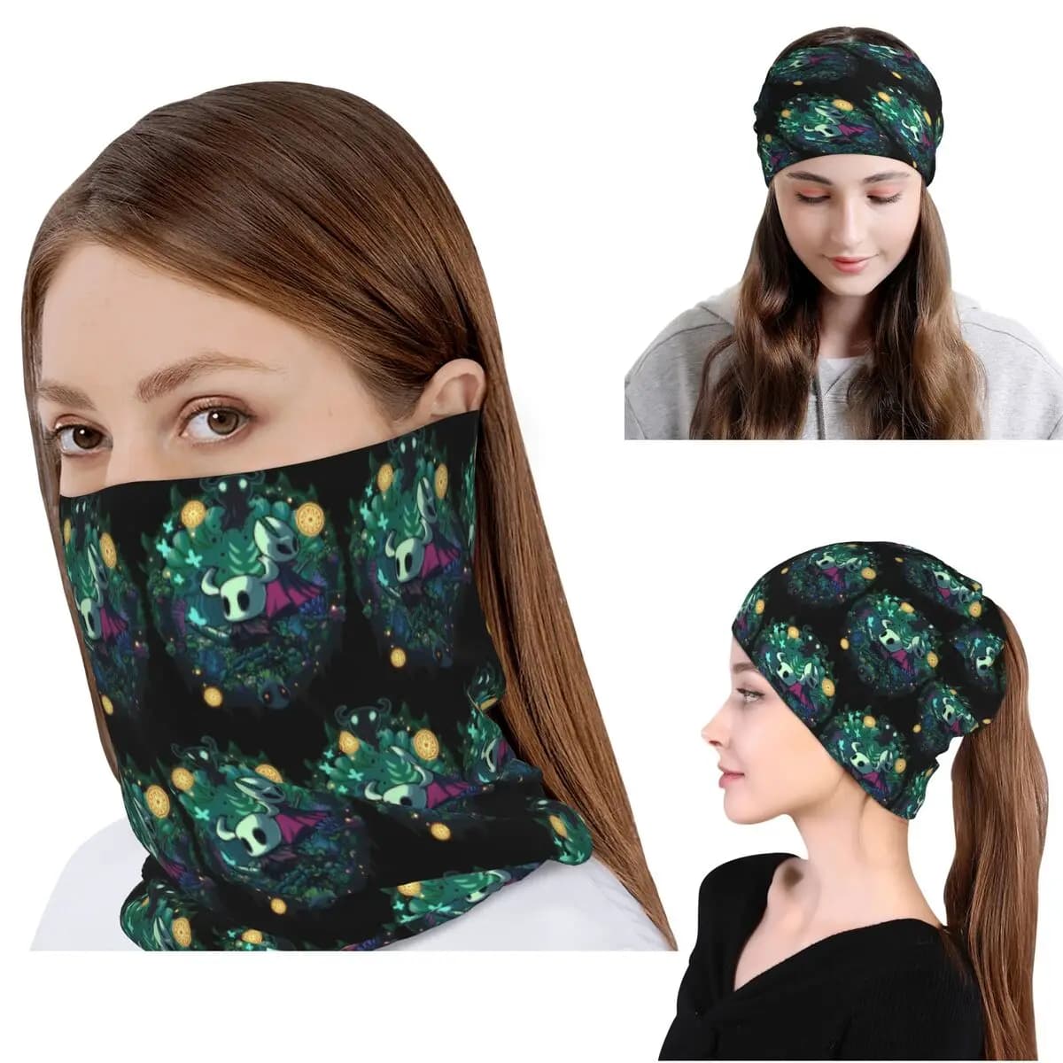 Hollow Knight Bandana Neck Gaiter Magic Scarf Multiuso Balaclava Beanies Hat Unisex Adulto Antivento