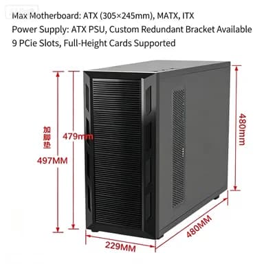 ATX Tower Server Case, Hot Swap HDD Bays, 10 Optical Drive Slots Water Cooling Chassis for NAS Desktop Storage