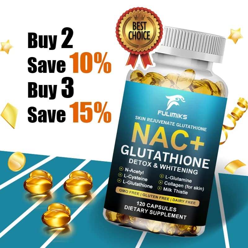 Integratore NAC + Glutatione, Supporta la Disintossicazione di Reni e Fegato, Antiossidante, Sbiancante e Riparatore della Pelle, Protezione Cellulare