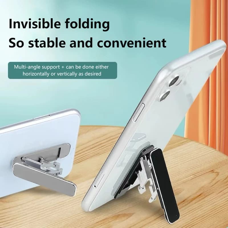 Folding Mini Phone Holder Foldable Desktop Stand 360 Rotating Lightweight Portable Invisible Adhesive Bracket Foldable Support