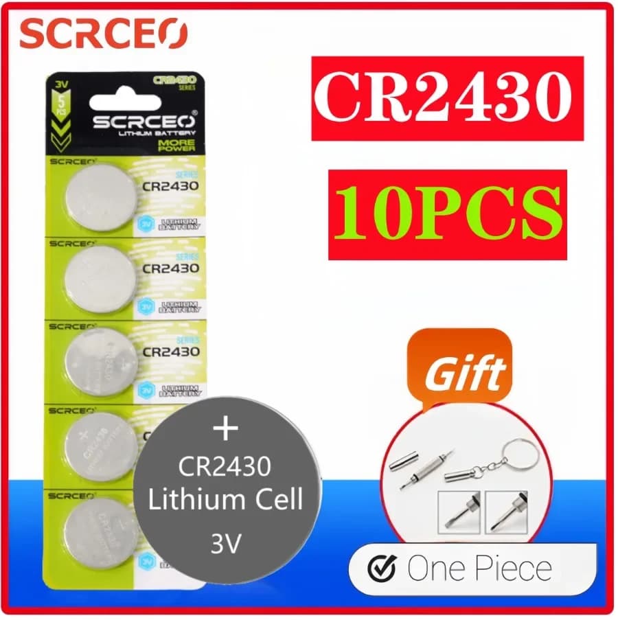 Batterie a Bottone 2-10 Pezzi CR2430 DL2430 BR2430 LM2430 ECR2430 3V al Litio a Forma di Moneta per Orologi, Chiavi Auto, Giocattoli