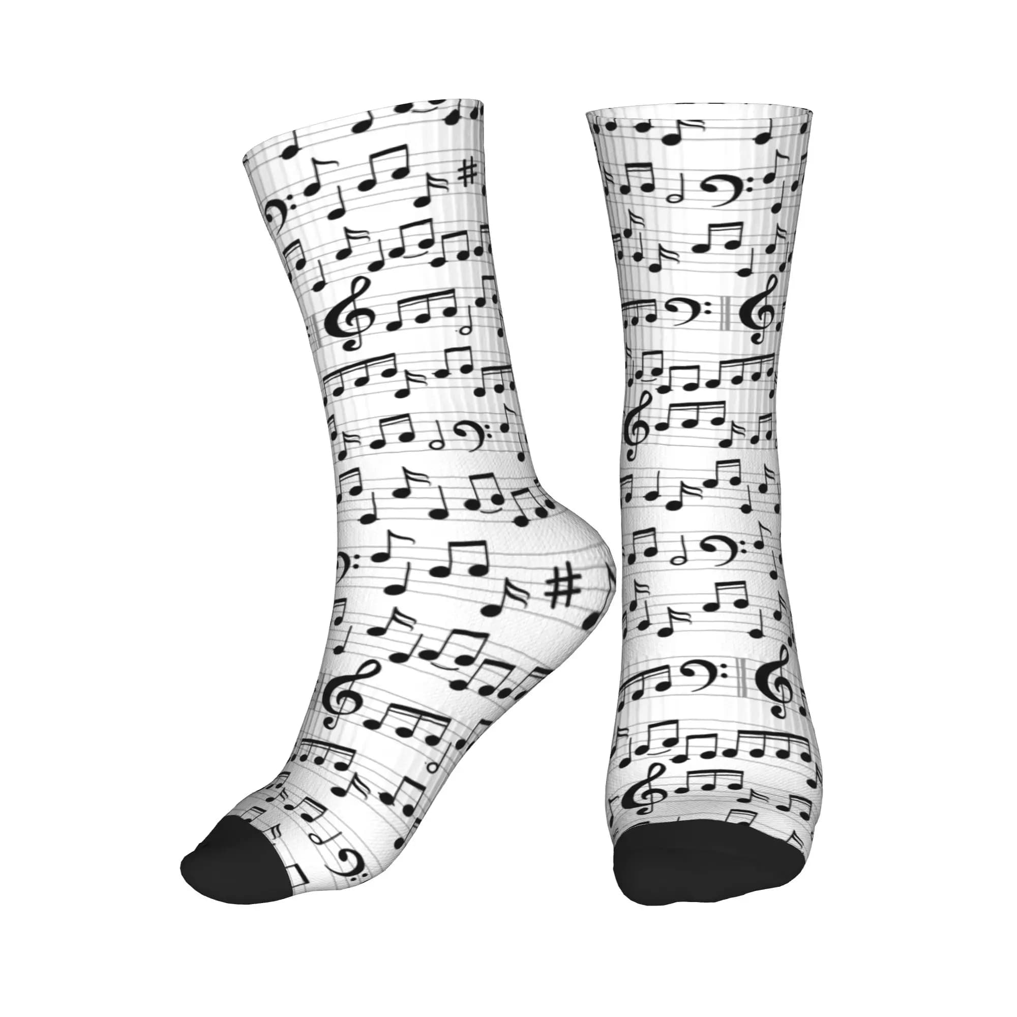 Calzini con stampa di note musicali per donna e uomo, calzini elasticizzati per l'estate, l'autunno e l'inverno
