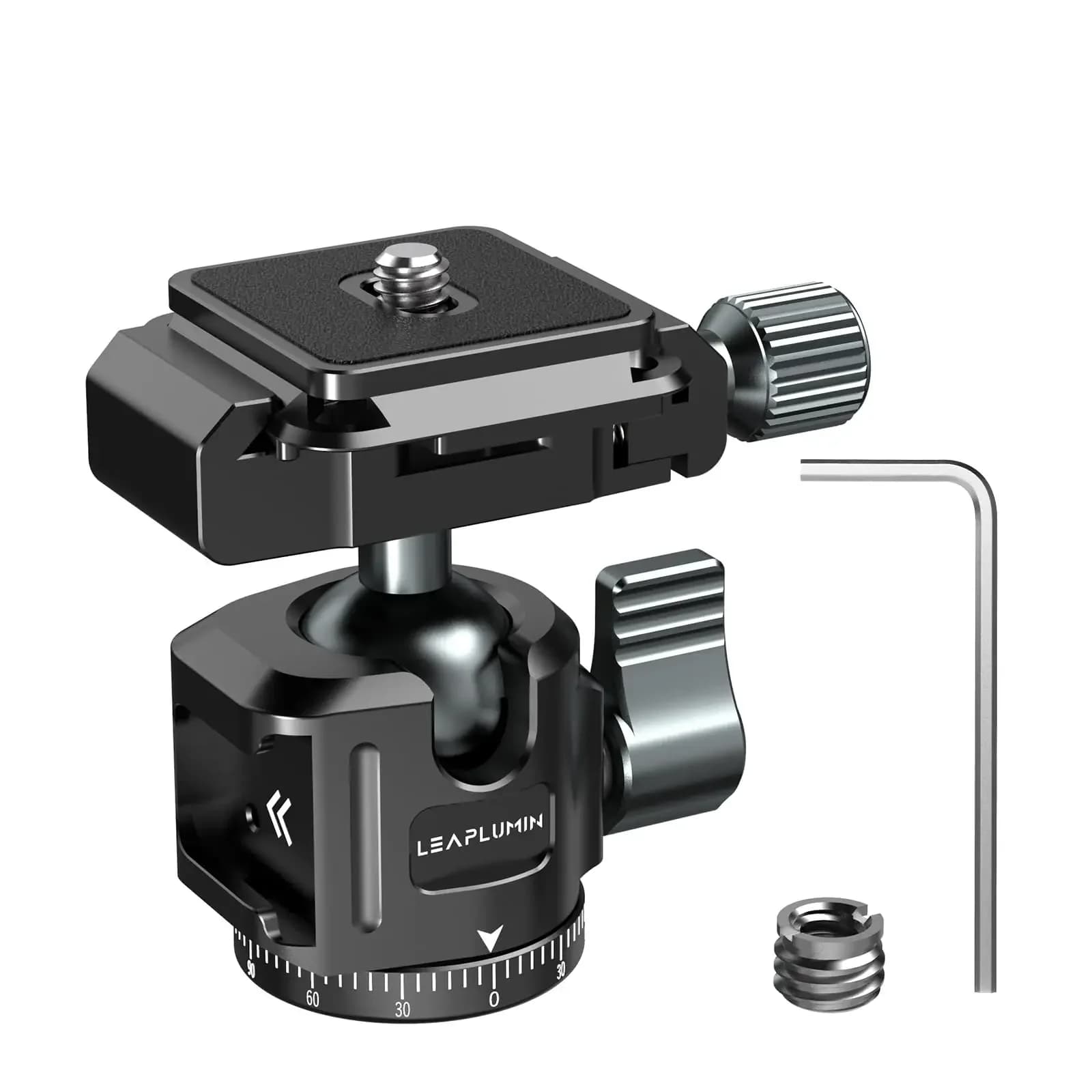 Testa a Sfera per Treppiede Fotografico Leaplight a Basso Profilo 360° ° Testa a sfera rotante con piastra a sgancio rapido Arca Swiss per supporto telefono da treppiede