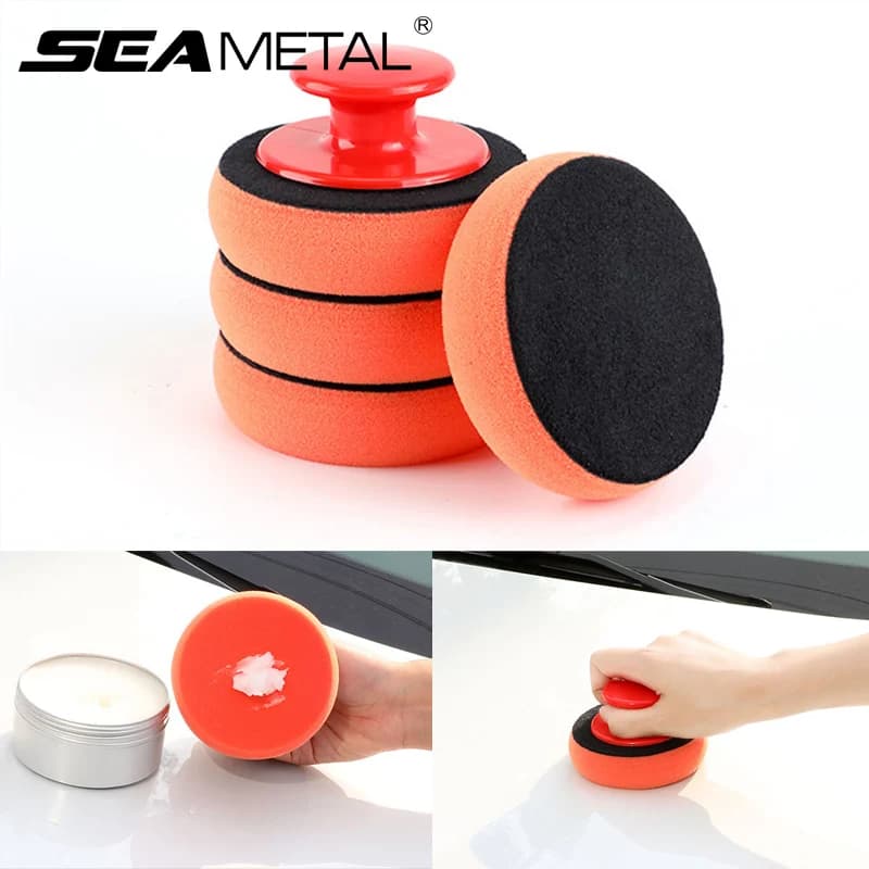SEAMETAL 6 pcs Car polishing disc kit Wax polishing board with handle Automatic waxing sponges Multifunctional tool for paint care