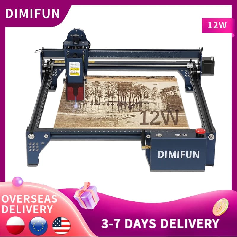 DIMIFUN DM6 B12 60W Macchina per incisione laser GRBL APP Controllo offline 445±5nm Blu Macchina da taglio CNC Macchina per incisione su legno
