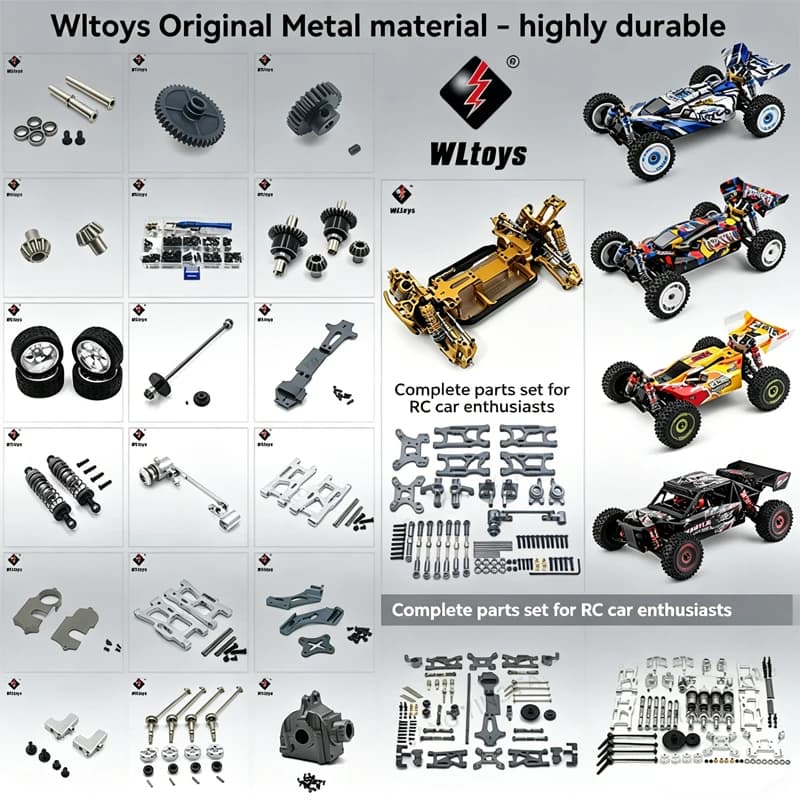 WLtoys 124017 124016 124018 124019 144001 144010 124007 Metal Upgrade Parts Set - Gears Steering Cup Tie Rod Bearing Tire Screw