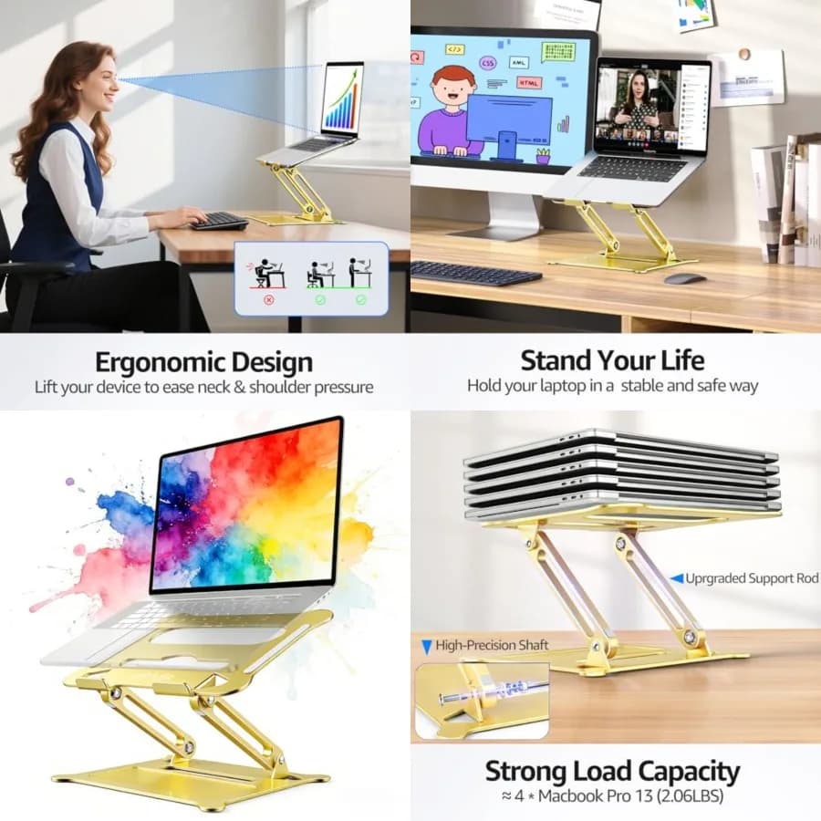 Supporto Regolabile per Laptop e Notebook, Stand Portatile per Computer Compatibile con MacBook Air Pro HP Dell XPS Lenovo