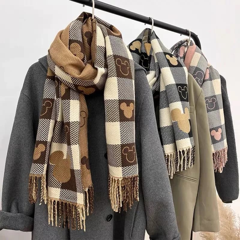 Women's autumn and winter Korean version scarf couple imitation cashmere new plaid warm shawl cute love fashion thickened scarf