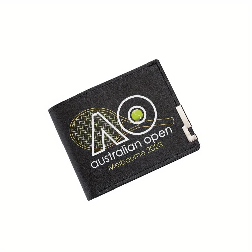 Pallina da tennis logo aperto oro nero Portafoglio da uomo Stampa Design Semplice Moderno Elegante Affari Padre Fidanzato Natale Amore