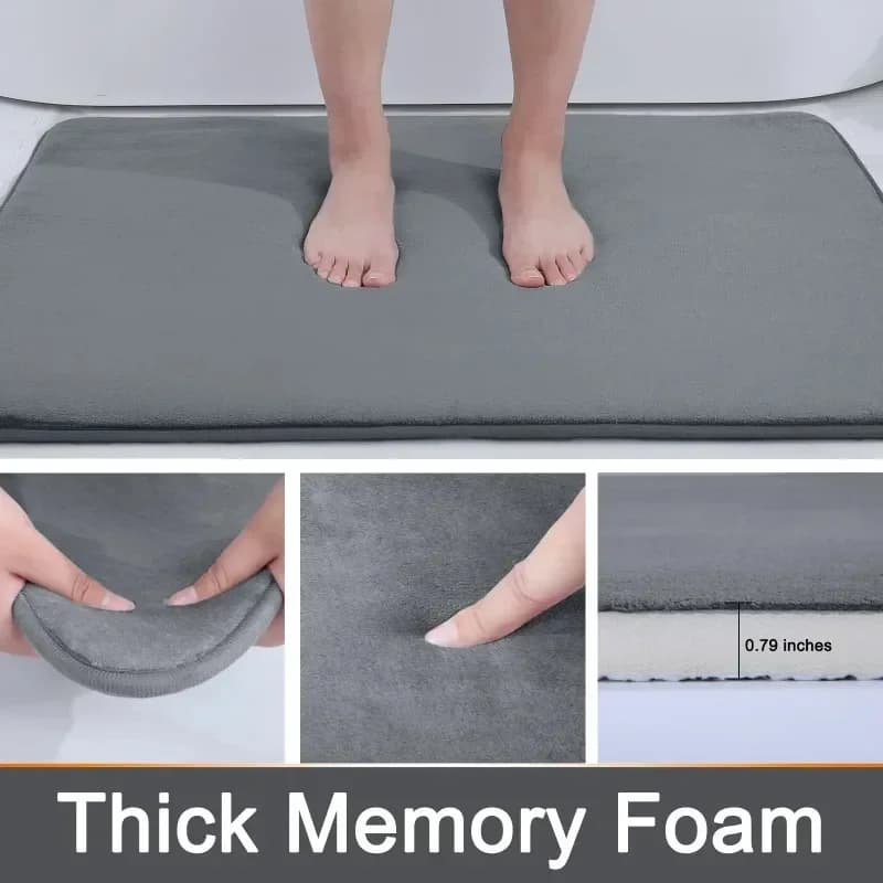 Memory Foam Bath Mat Non Slip Super Absorbent Quick Dry Machine Washable For Household Bathroom Indoor Floor Water Drying Scene