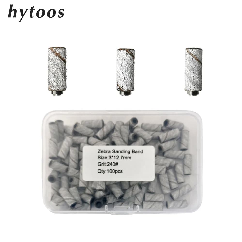 HYTOOS Piccole fasce abrasive bianche da 3 mm senza mandrino in acciaio inossidabile Punte da trapano elettriche per unghie Accessori per manicure Pulizia delle cuticole