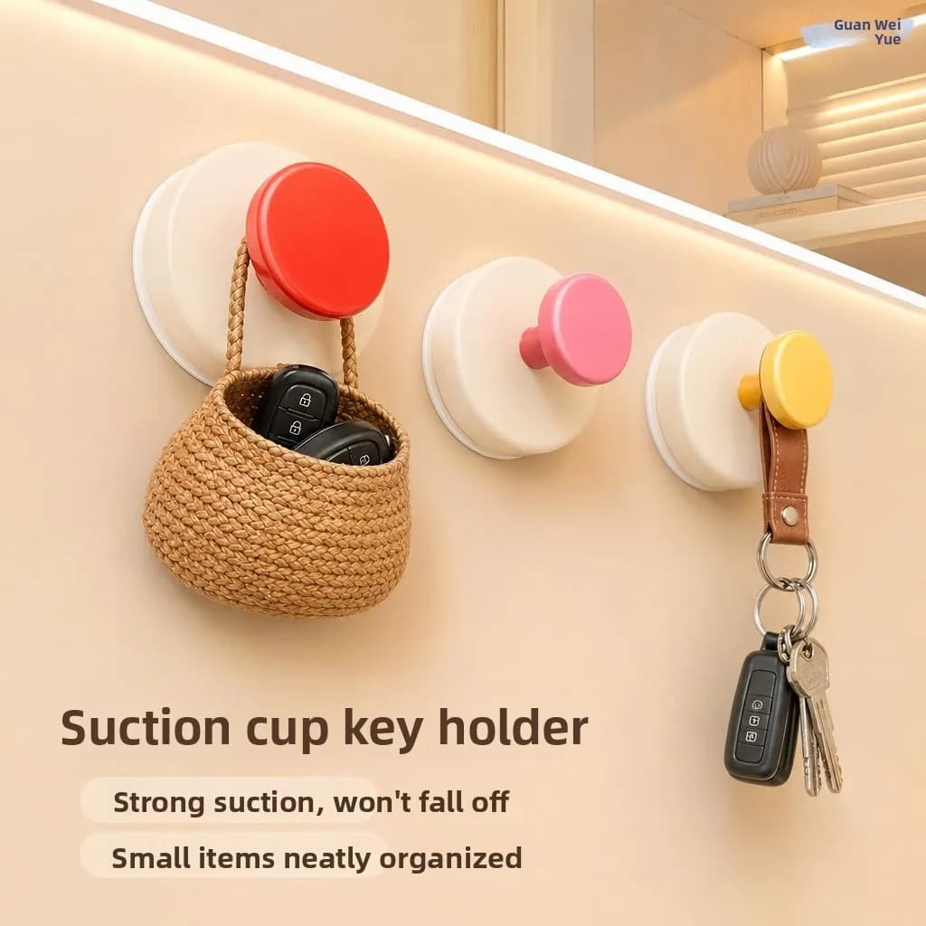 Strong Adhesive Plastic Suction Cup Hook for Bathroom Key Storage Rack No Drilling Required Sticky Door Back Hook