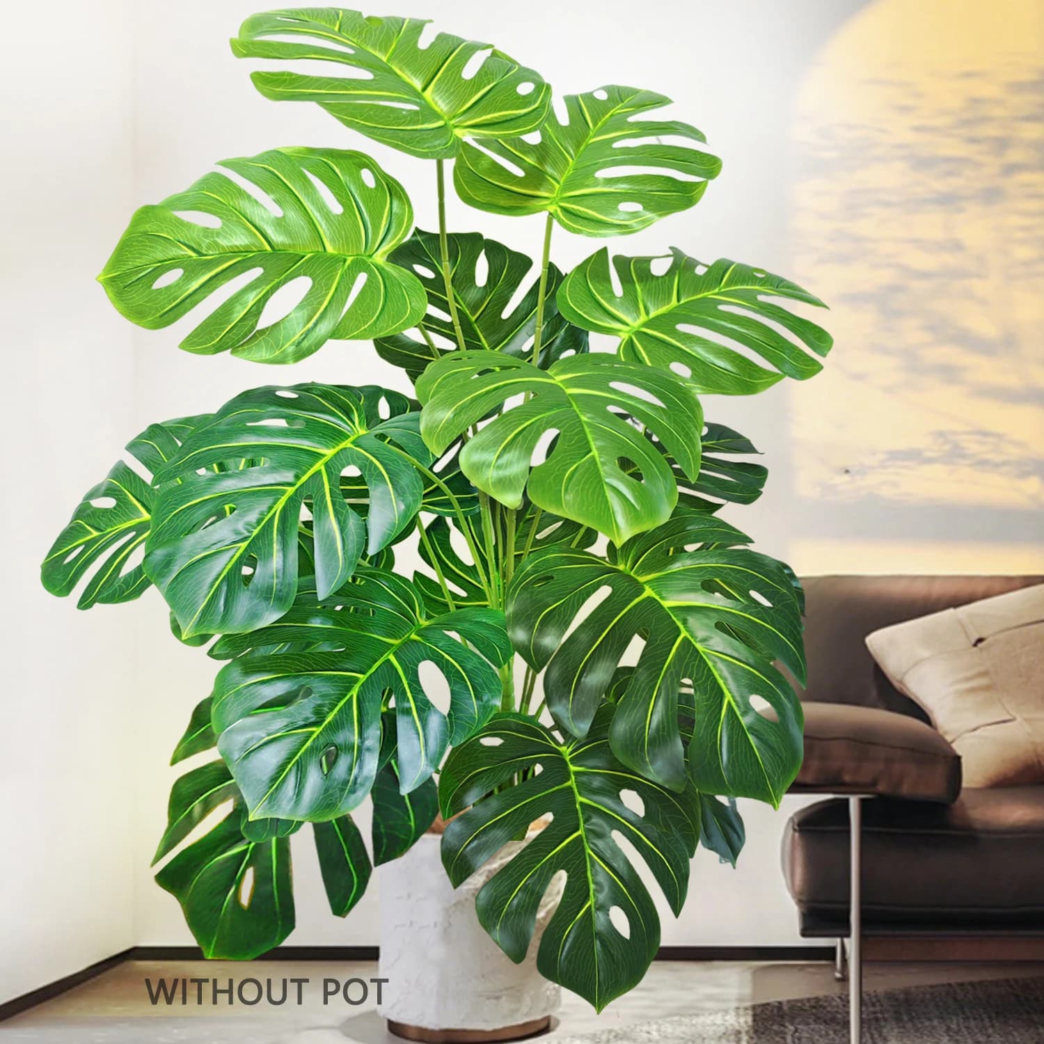 40-135 cm /40,5 inches Artificial Plants Monstera Palma Fake Turtle Sheets Plastic Cancer Green High Plants for Home Garden Room Decoration