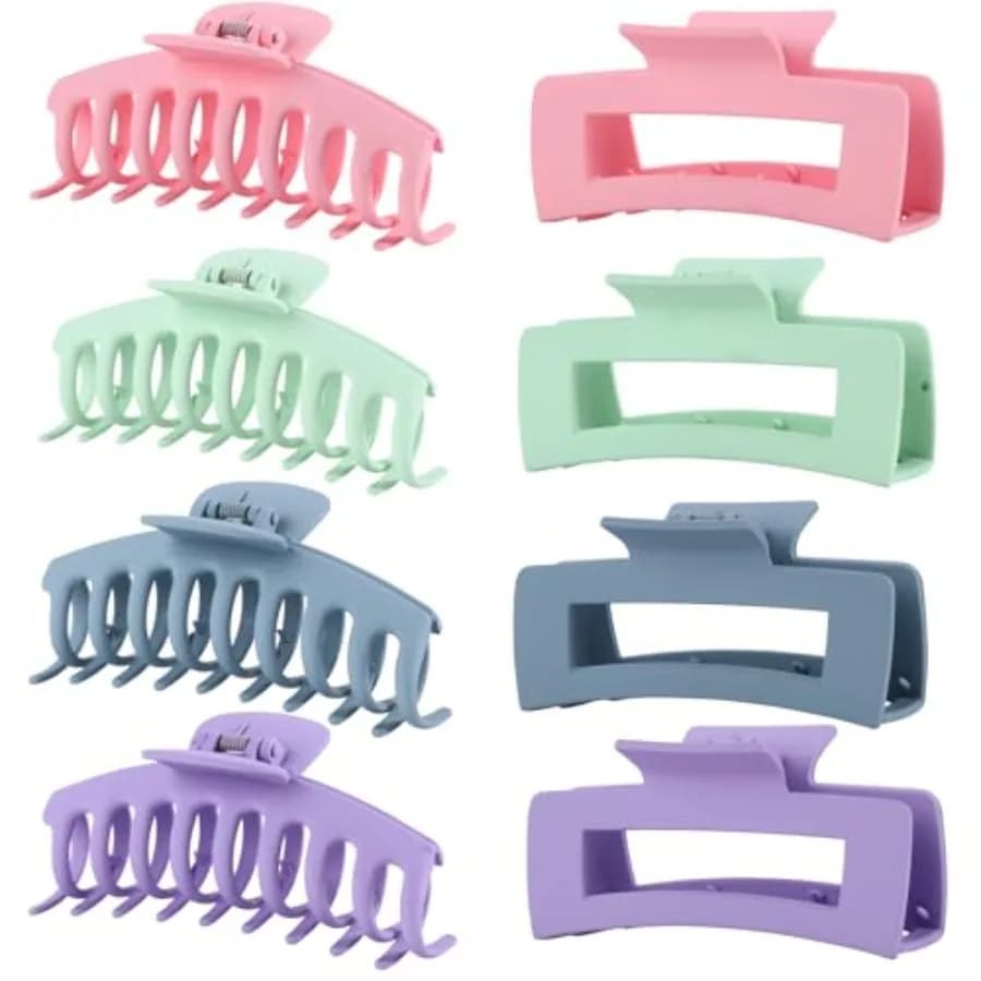 Hair Claw Clips for Girls 4.3 Inch Cute Matte Claw Clips in Pastel,,and Lightweight Strong Hold Hair Accessories for Teens and
