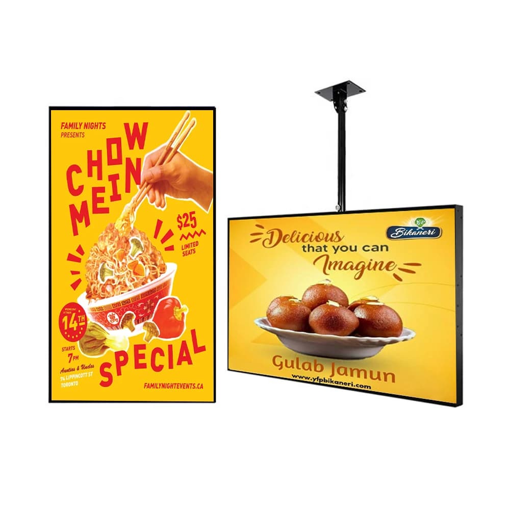Display per schermo di segnaletica digitale per lettore pubblicitario FHD con montaggio a parete LCD sospeso a soffitto da 49 pollici
