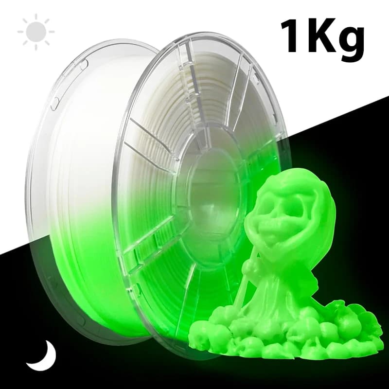 3D Printer Filament PLA green phosphorescent 200g 1Kg, green light material for 3D printing, 1,75 mm