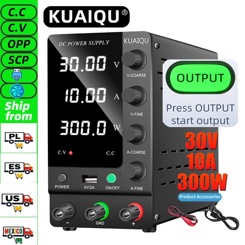 KUAIQU 30V 10A DC Alimentatore Display a cifre regolabile Mini Alimentatori da laboratorio Regolatore di tensione 60V 5A 32V 6A SPS-C3010