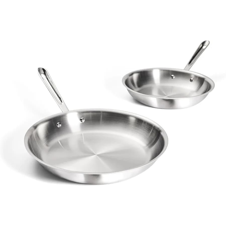 D3 Set di padelle in acciaio inossidabile a 3 strati 2 pezzi 10 12 pollici Forno a induzione da carne Sicuro 600F Set da cucina Padelle Durevole Fr