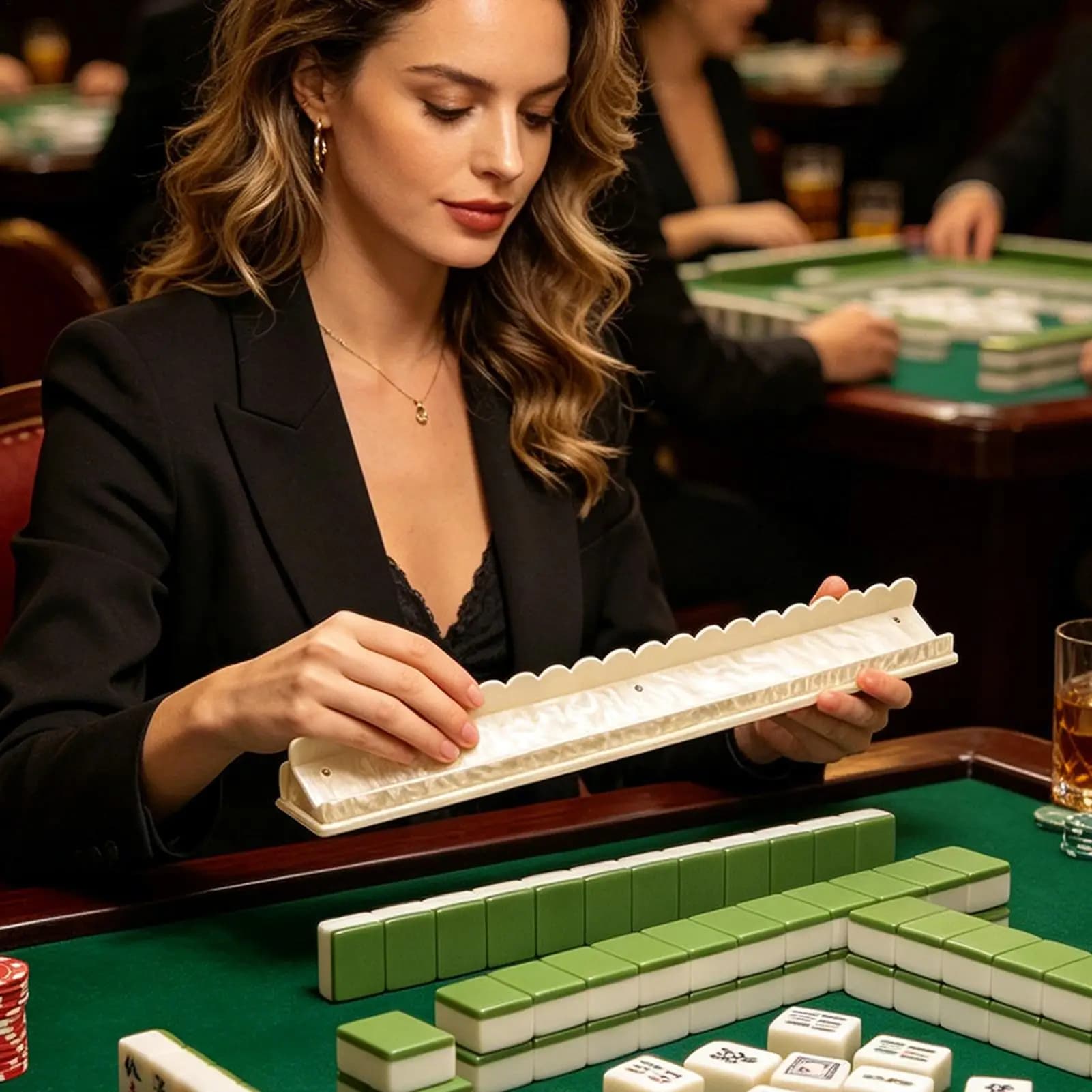 Supporti per Mahjong a Forma di Conchiglia, Magnetici e Antiscivolo, in Acrilico, per Giochi in Famiglia e Serate di Gioco