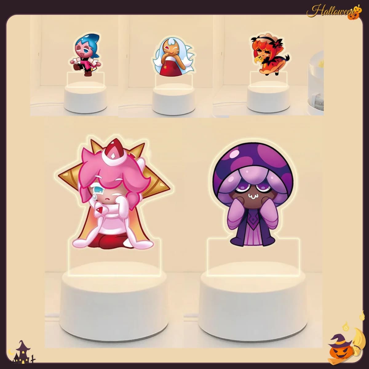Lampada da Tavolo in Acrilico da 15Cm per Gaming, Ispirata a Cookie Run Kingdom, Brave Cookie, Starlight Cookie, Monocromatica e Colorata, con Controllo Touch Regolabile