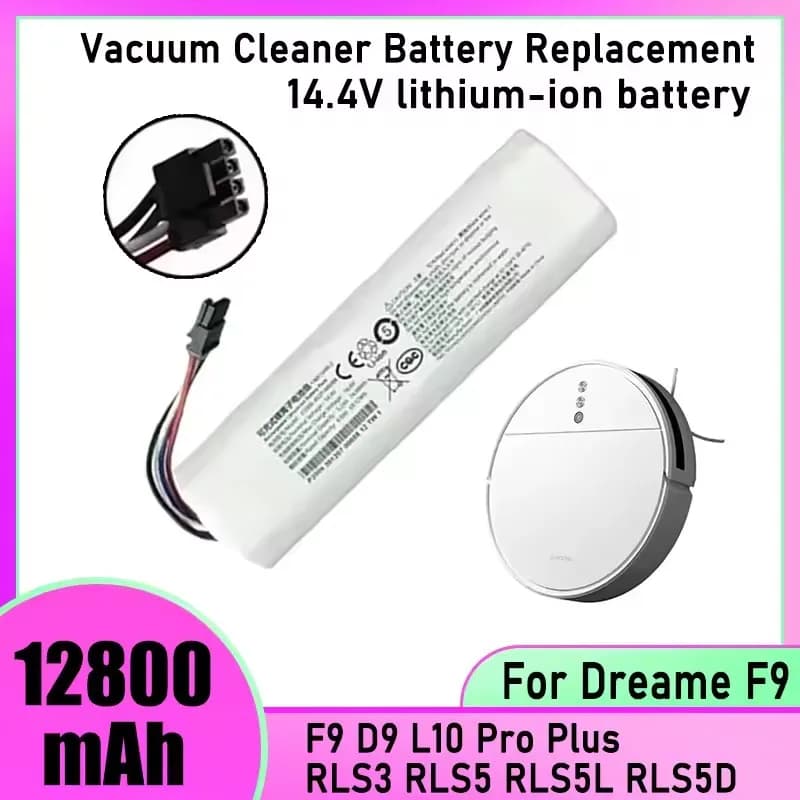 12800mAh Replacement Battery Compatible with Dreame F9 L10/L10s Pro/Z10 Pro D10s/D10 Plus Robotic Vacuum Cleaner.
