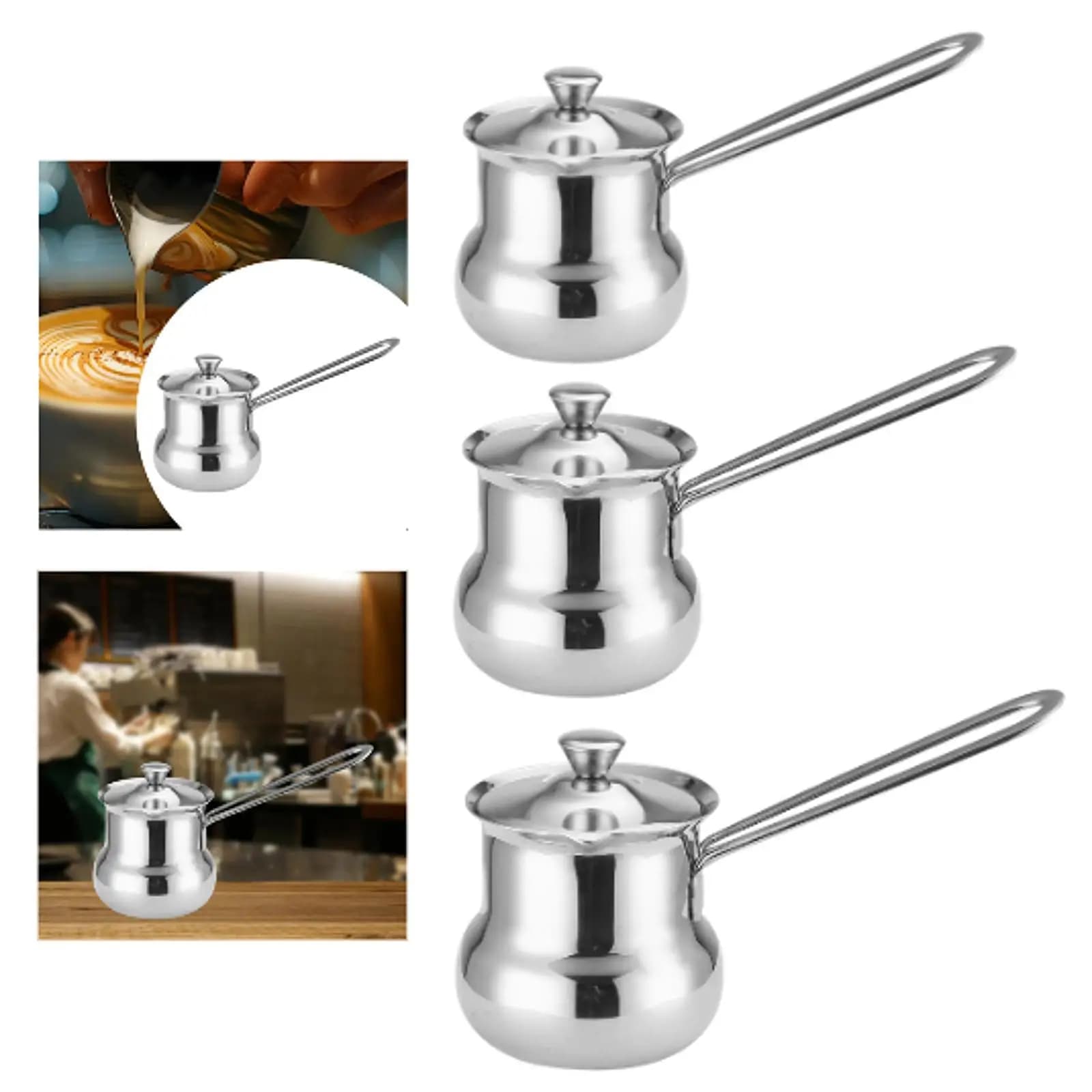 Turkish coffee maker with comfortable handle for outdoor domestic coffee