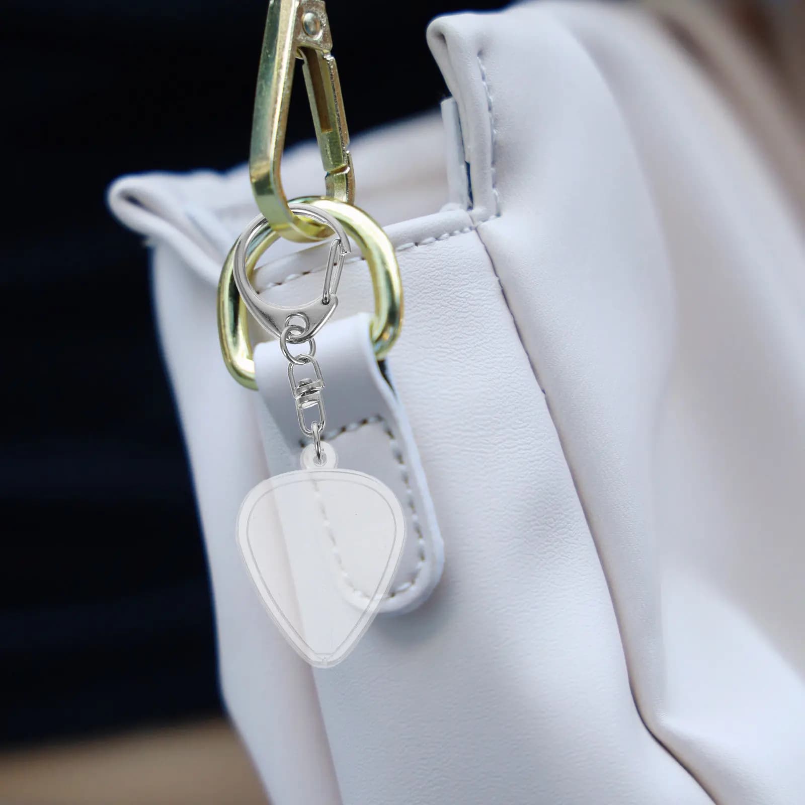 10 Pezzi Porta Plettri Trasparente Portatile con Portachiavi, Scatola in Acrilico per Plettri di Chitarra Acustica ed Elettrica
