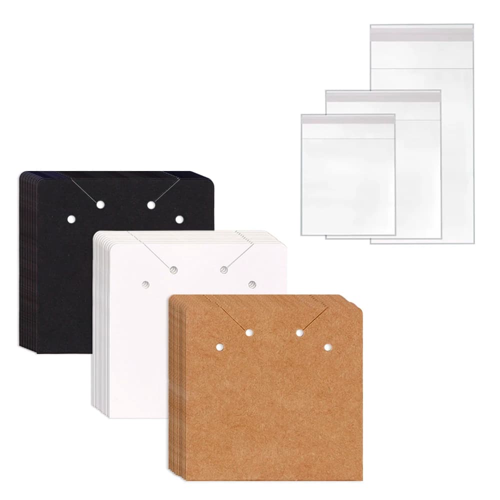 33 Tipi, 50 Pezzi, Espositori Quadrati in Cartoncino Kraft per Gioielli, Porta Etichette per Orecchini, Supporto per Piccole Imprese, Confezione all'Ingrosso