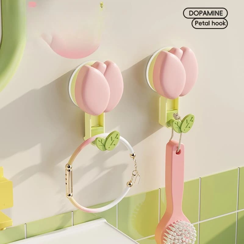Tulip Suction Cup Hooks, Strong Vacuum Punch-Free Adhesive Hooks & Towel Racks