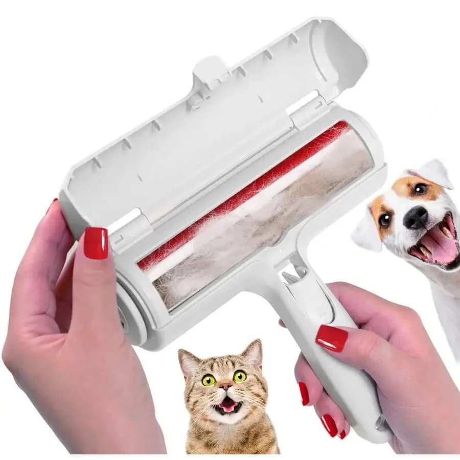 Rullo per la rimozione dei peli di animali domestici con base autopulente, rullo antipelucchi riutilizzabile per la rimozione del pelo di cani/gatti da mobili/divani