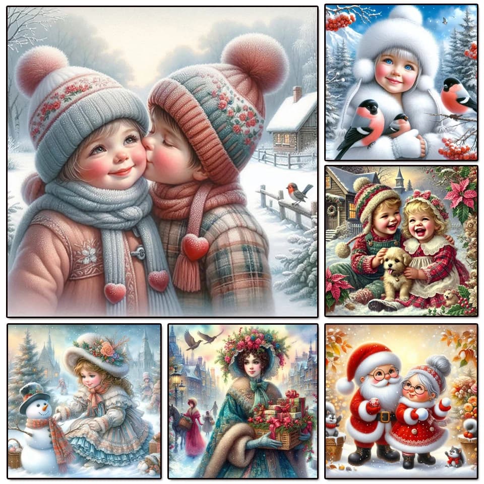DIY 5D Diamond Painting New 2026 Christmas Girl Dog Bird Full Round Mosaic Embroidery Cross Stitch Kit Art Rhinestone Gift